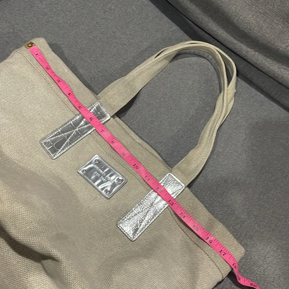 Michael Kors Canvas Tote with Silver Accents on Handle and logo emblem - Picture 14 of 14
